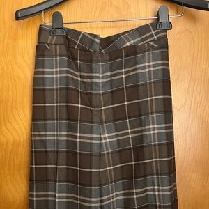 Ashley Stewart Brown Plaid Wide Leg Pants